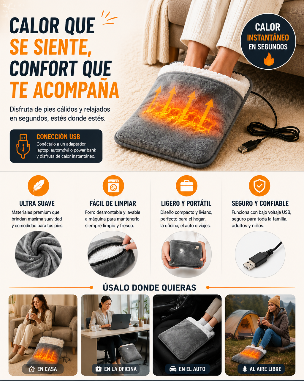 Calentador de pies USB