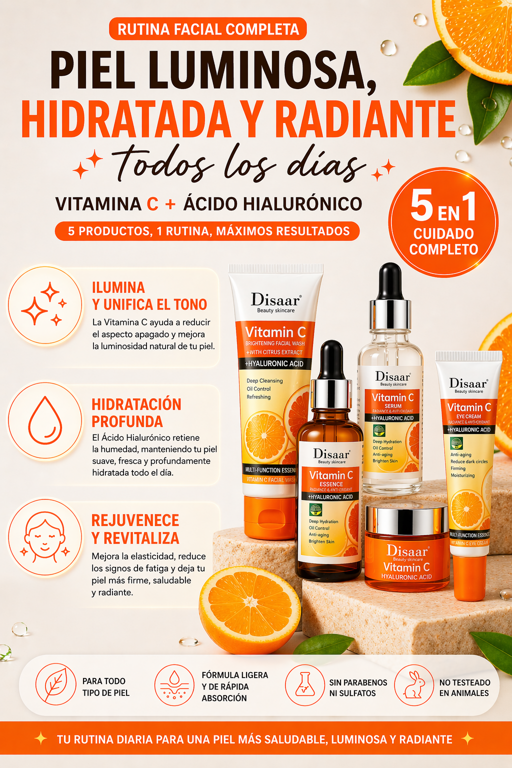 Set Facial Vitamina C Disaar 5 Piezas
