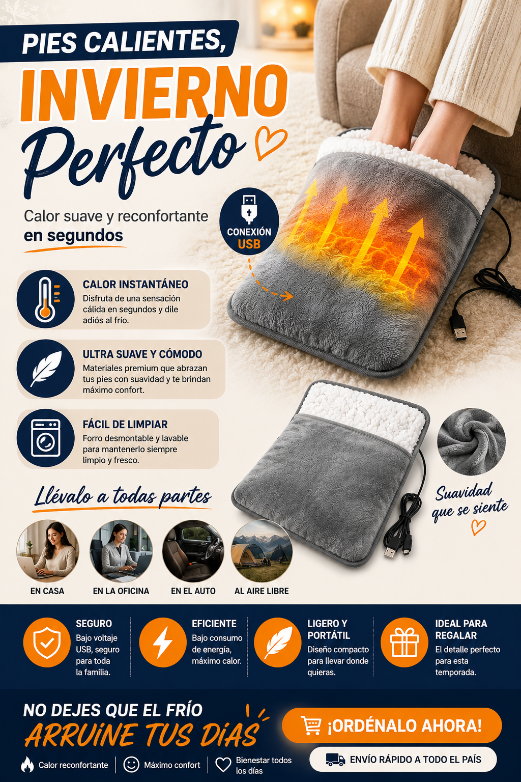 Calentador de pies USB