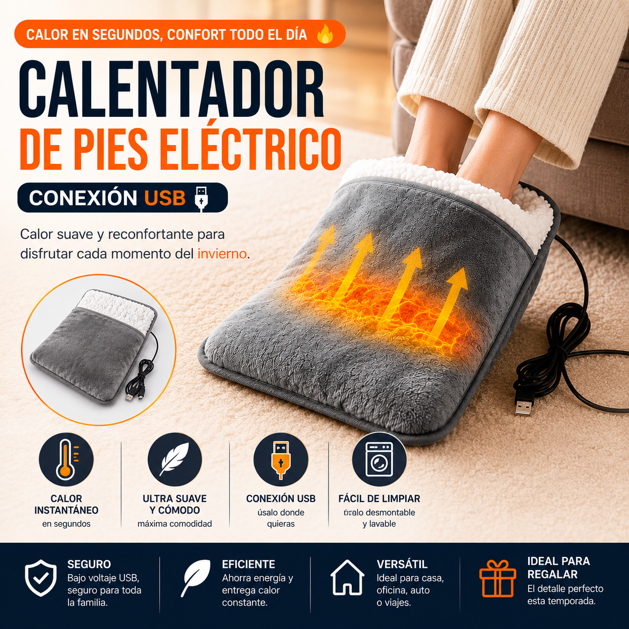 Calentador de pies USB