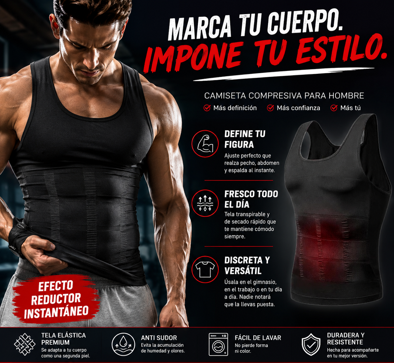 Camiseta comprimida para hombre