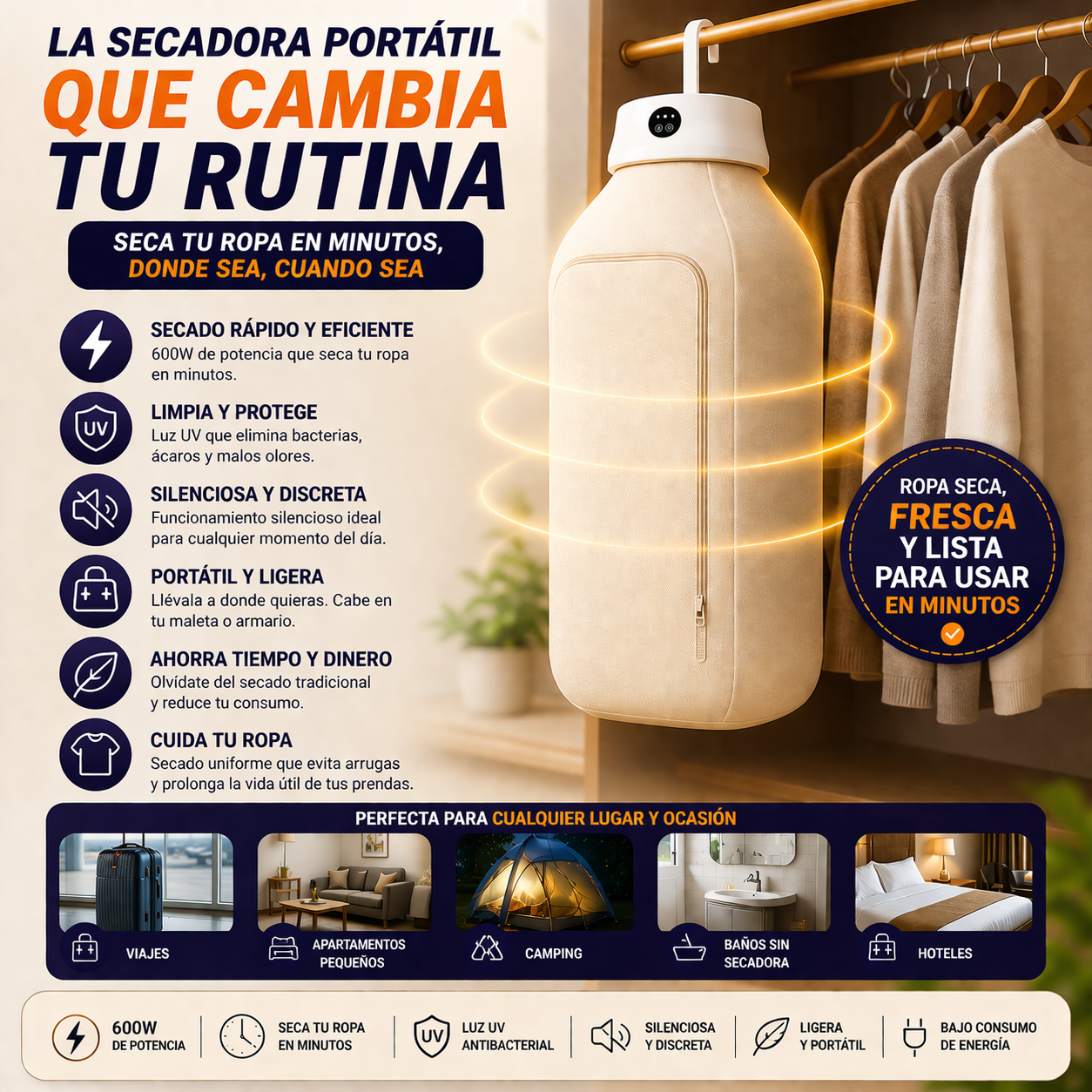 Secadora Ropa Portátil